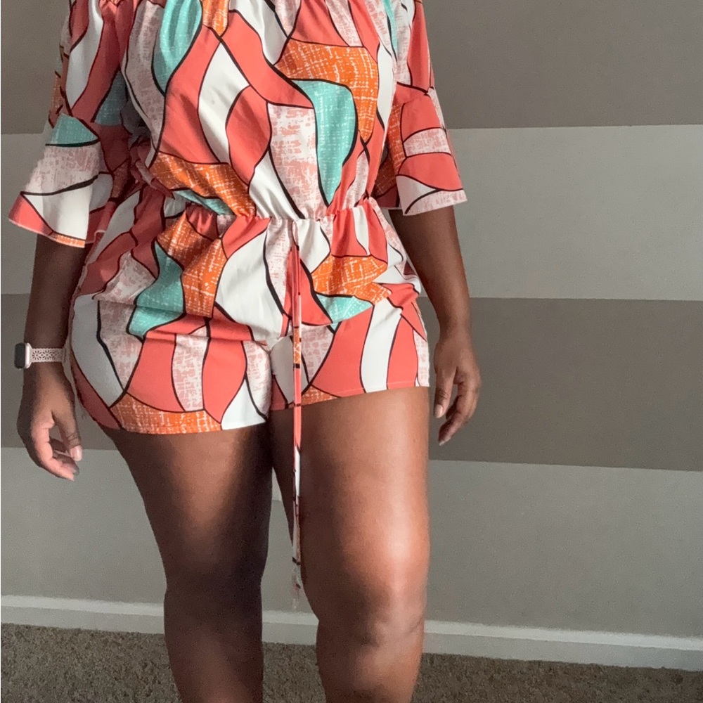 SHEIN Multicolor Abstract Print Romper